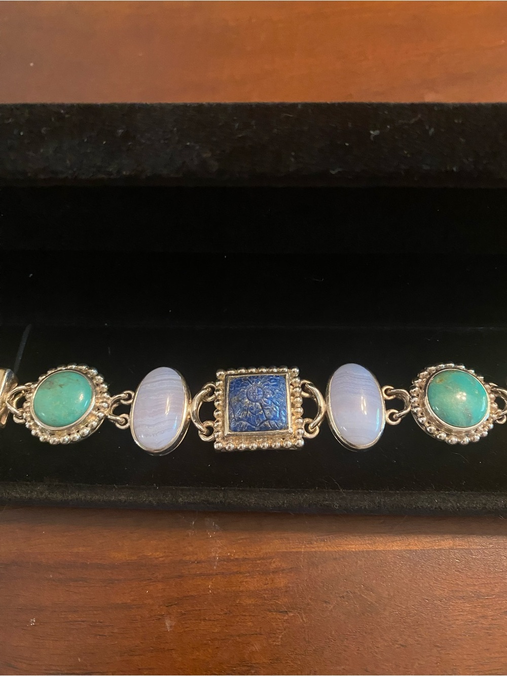 Whitney Kelly Blue Lapis Gem Stone Sterling Bracelet - Picture 3 of 6